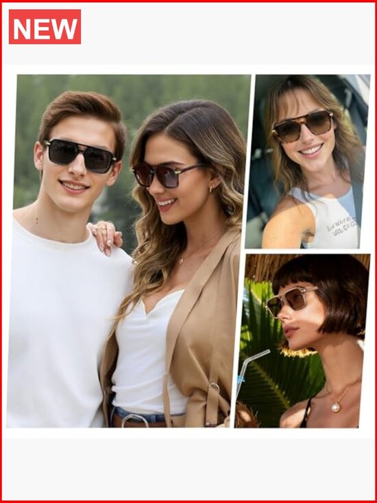 Polarized Aviator Sunglasses Retro 70s 80s 90s Square Pilot  display picture 2